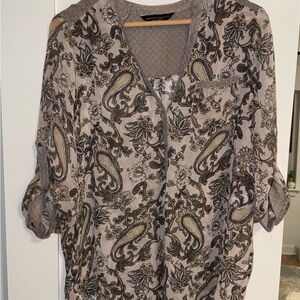 Dorothy Perkins Paisley Print Blouse - Black and Cream